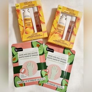 6 pc PRO FX Peach Mango Scented Oil Therapy Hand & Nails & b-pure Glove Mask Set